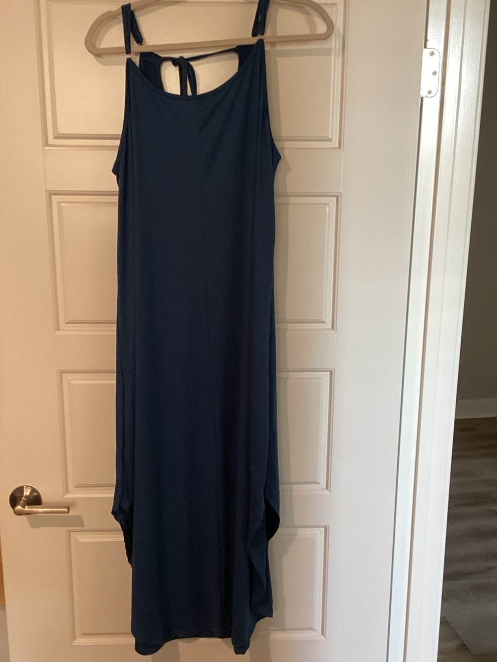 Navy Blue Sleeveless Tie-Back Maxi Dress